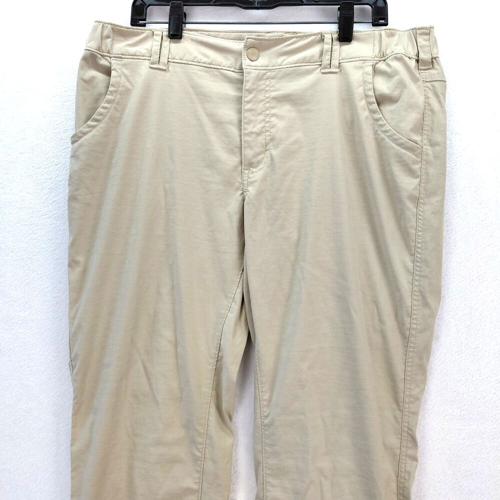 Duluth Trading Pants Women Size 14x31 Beige Cargo Dry on the Fly Bootcut Hiking - Picture 2 of 11